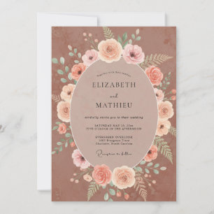Muted Clay Peony Wedding Invitation