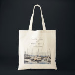 Muted Coastal Boats at Harbour Seascape Wedding Tote Bag<br><div class="desc">Coastal Boats at Harbour Seascape Theme Collection.- it's an elegant script watercolor Illustration of pastel Harbour Side Boats ,  perfect for your harbour destination wedding & parties. It’s very easy to customise,  with your personal details. If you need any other matching product or customisation,  kindly message via Zazzle.</div>