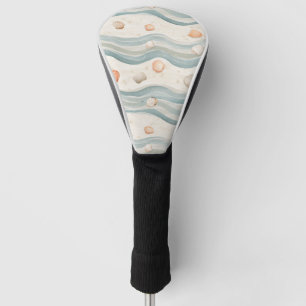 Muted Coastal Seashells Wave - Boho Beach Style Golf Head Cover
