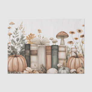 Muted colored fall pumpkins and books tissue paper