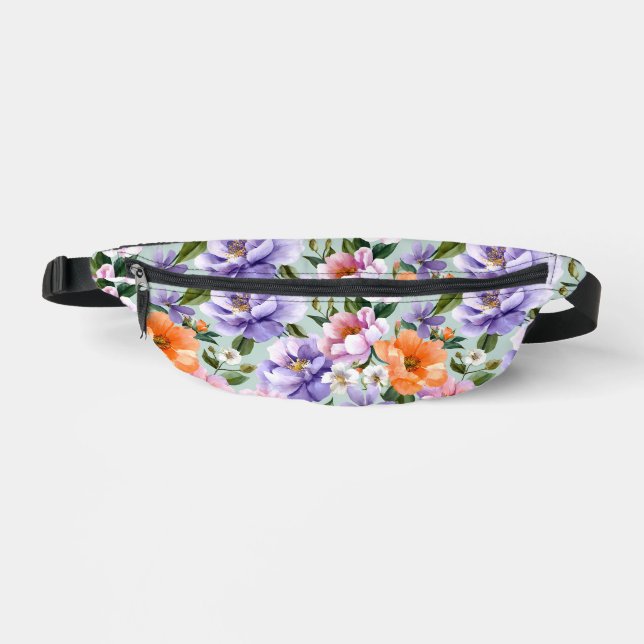 Muted Colorful Flowers Boho flower  Bum Bags (Front)