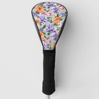Muted Colorful Flowers Boho flower  Golf Head Cover