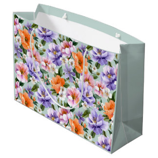 Muted Colorful Flowers Boho flower Large Gift Bag