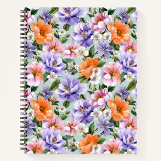 Muted Colorful Flowers Boho flower Notebook