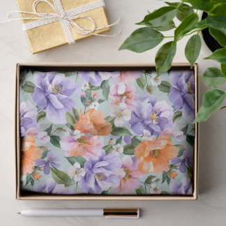 Muted Colorful Flowers Boho flower Tissue Paper