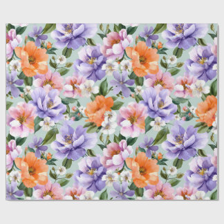 Muted Colorful Flowers Boho flower Wrapping Paper