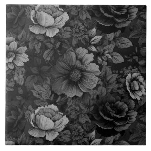 Muted Colour Vintage Floral Print Tile