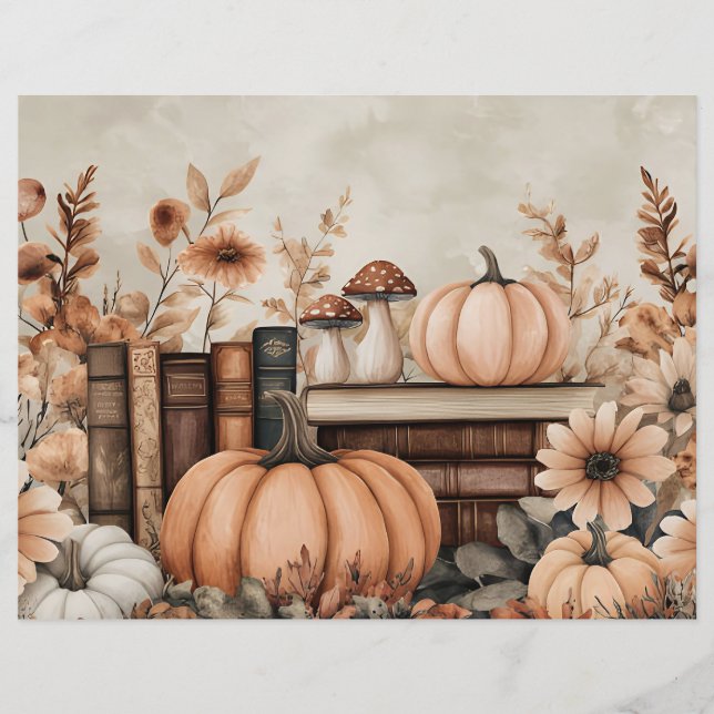 Muted coloured fall pumpkin scrapbook paper (Front)