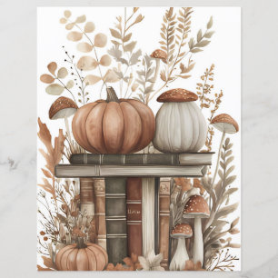Muted coloured fall pumpkin scrapbook paper