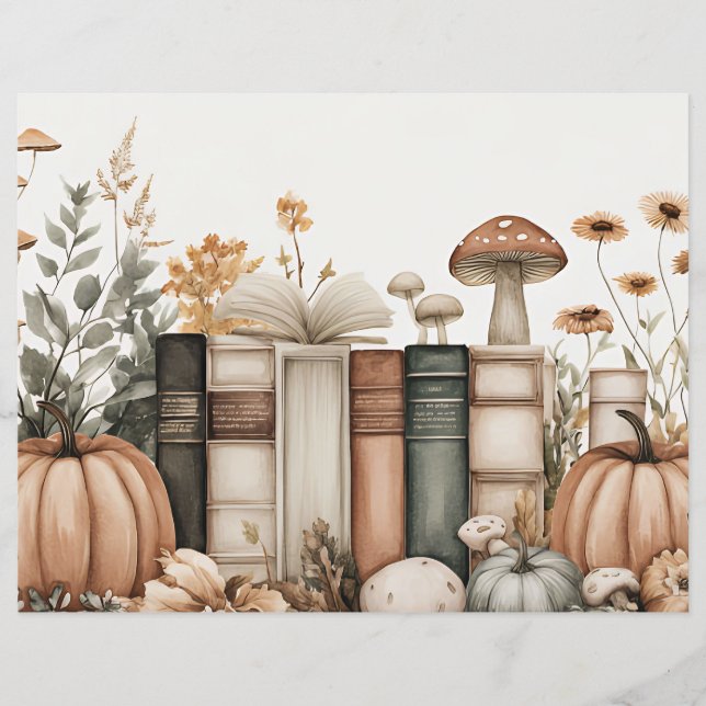 Muted coloured fall pumpkin scrapbook paper (Front)