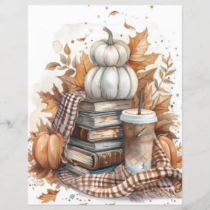 Muted coloured fall pumpkin scrapbook paper