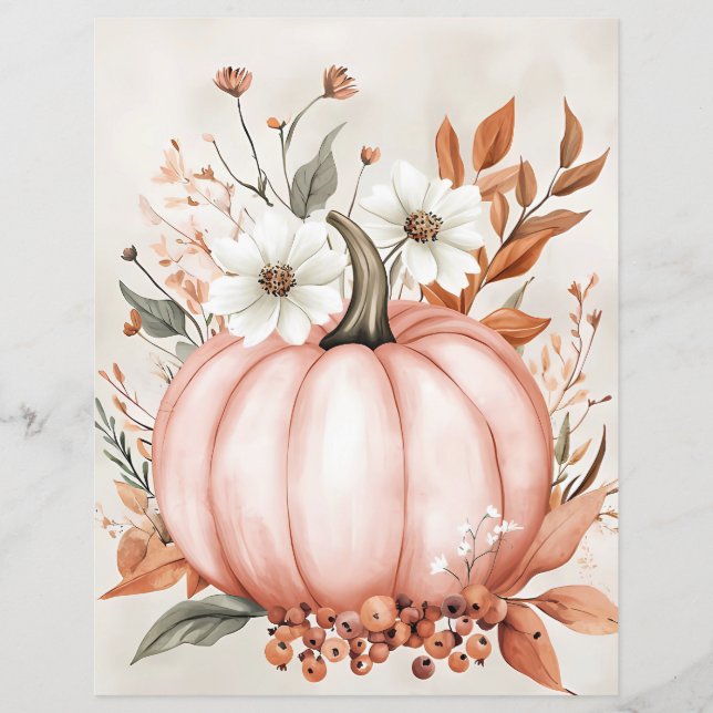 Muted coloured fall pumpkin scrapbook paper (Front)