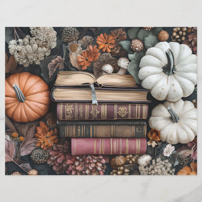 Muted coloured fall pumpkin scrapbook paper (Front)