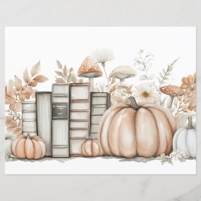Muted coloured fall pumpkin scrapbook paper (Front)