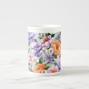 Muted Colourful Flowers Boho flower Bone China Mug