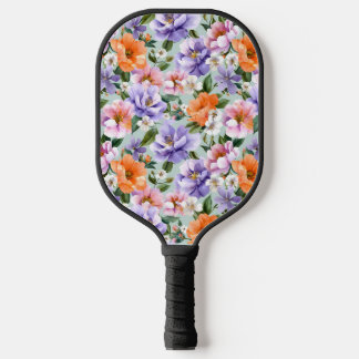 Muted Colourful Flowers Boho flower  Pickleball Paddle