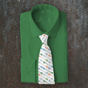 Muted Colours Diagonal Lacrosse Sticks Pattern Tie