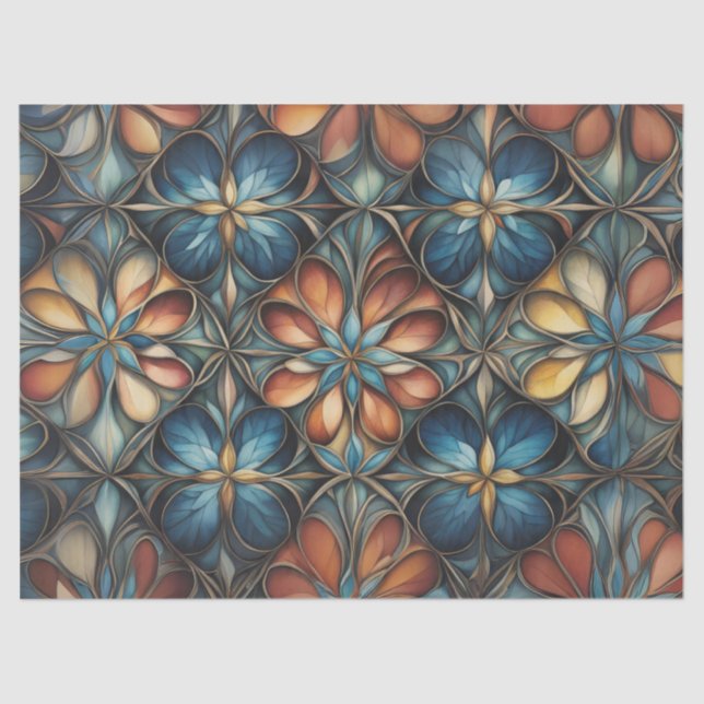 Muted Colours Floral Pattern decoupage Tissue Paper (Front)