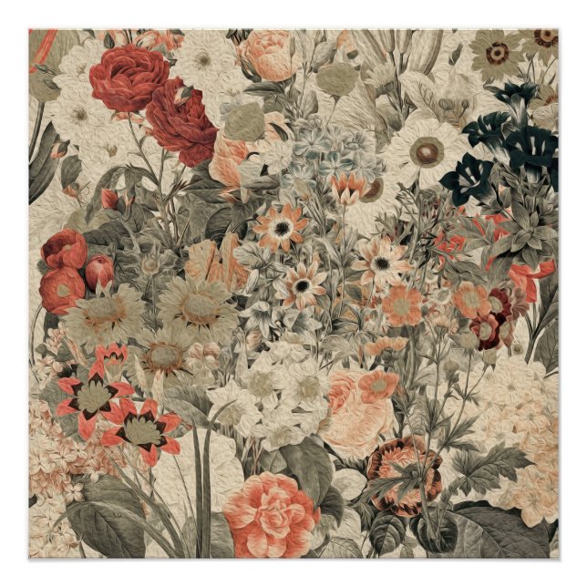 Muted Colours flower collage Poster (Front)