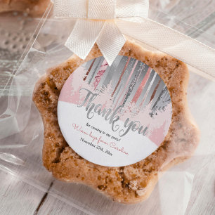 Muted Colours Snow Forest Winter Birthday Classic Round Sticker