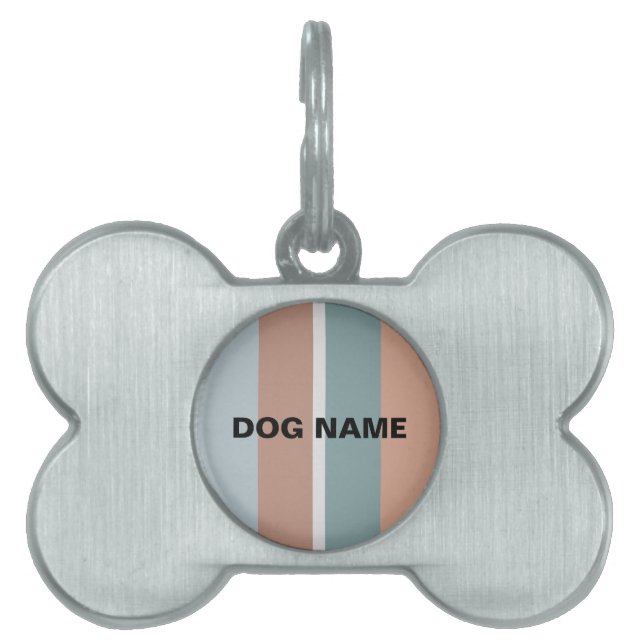 Muted colours stripes pet ID tag (Front)