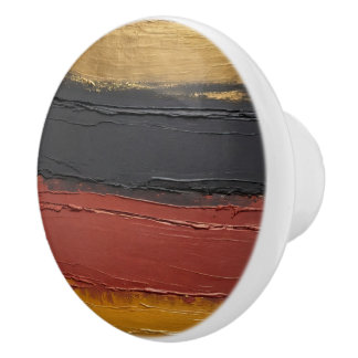muted copper,  gold ochre, marsala, and charcoal ceramic knob