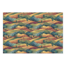 Muted Cubist Hills | Painterly Autumn Hue Set of