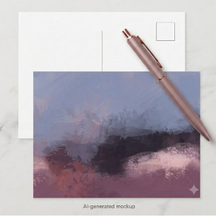 Muted Dusty Rose and Blue Abstract Art Postcard