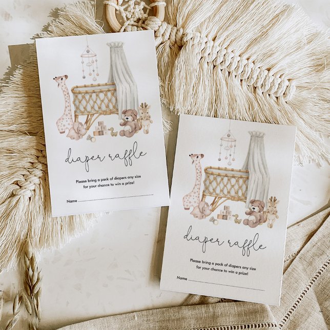 Muted Earth Tone Baby Nursery Toys Diaper Raffle Enclosure Card (Creator Uploaded)