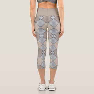 Muted Earth Toned Pattern Capri Leggings