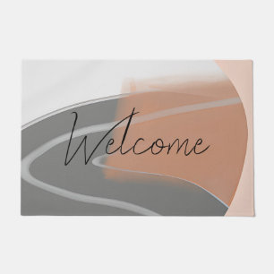 Muted earth tones sun minimalist art  doormat