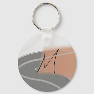 Muted earth tones sun minimalist art  key ring