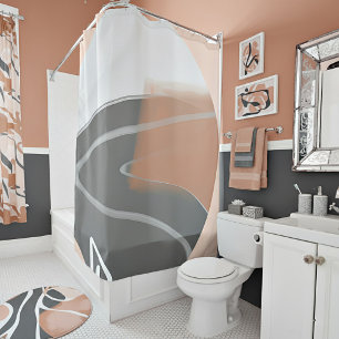 Muted earth tones sun minimalist art shower curtain