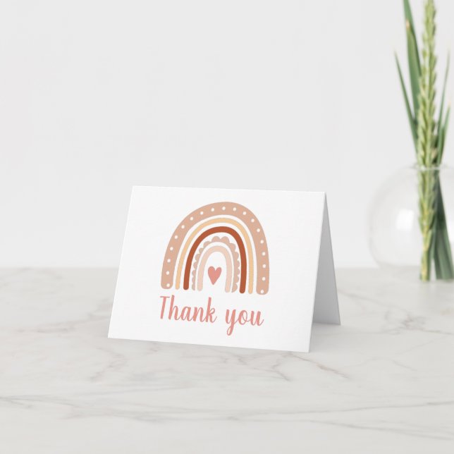 Muted Earthy Tone Boho Rainbow Thank You  Card (Front)