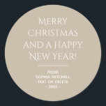 Muted Elegance - Calm Stone Christmas Sticker<br><div class="desc">These elegant, solid calm stone, personalised merry christmas stickers are the perfect way to add a touch of style and sophistication to your holiday gifts. The font used is both elegant and modern. You can customise the entire text, and if you don't need it, you can easily delete it. These...</div>