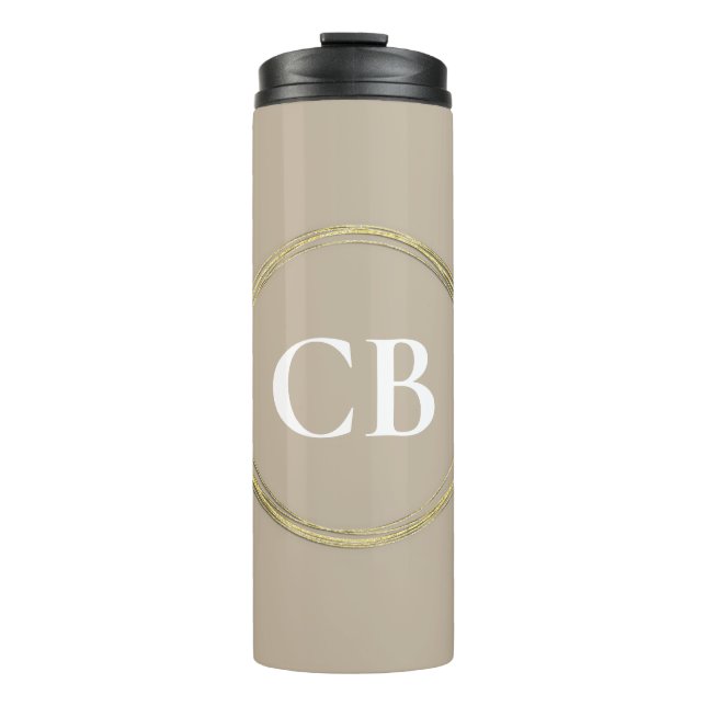 Muted Elegance - Calm Stone Monogram  Thermal Tumbler (Front)