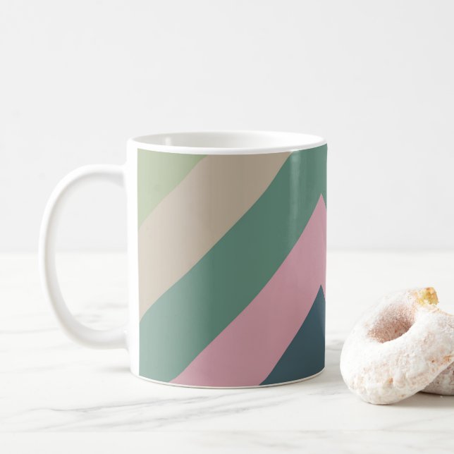 Muted Elegance - Diagonal Striped Coffee Mug (With Donut)