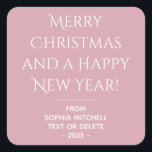 Muted Elegance  Misty Rose Christmas Sticker<br><div class="desc">These elegant, solid misty rose, personalised square merry christmas stickers are the perfect way to add a touch of style and sophistication to your holiday gifts. The font used is both elegant and modern. You can customise the entire text, and if you don't need it, you can easily delete it....</div>