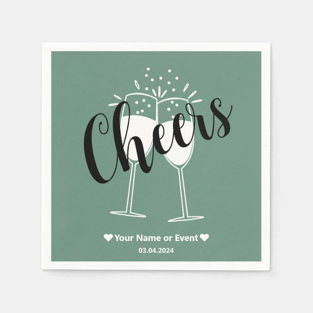 Muted Elegance - Ocean Teal Cheers Napkins (Front)