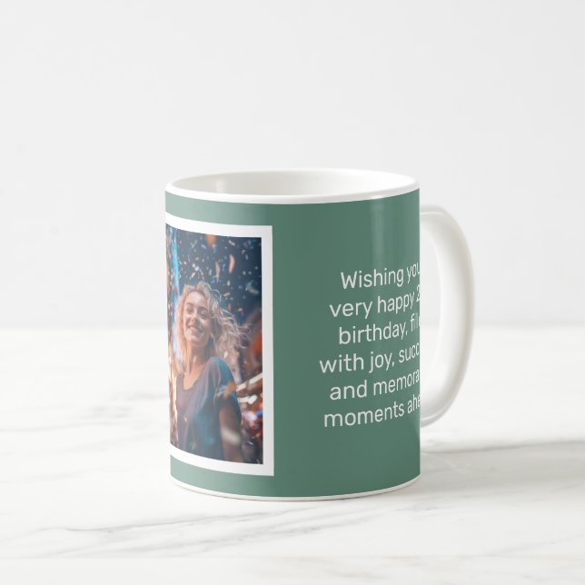 Muted Elegance Ocean Teal Happy Birthday Card Mug (Front Right)