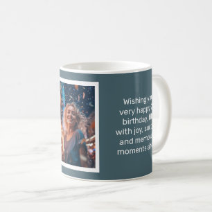Muted Elegance Slate Blue Happy Birthday Card Mug