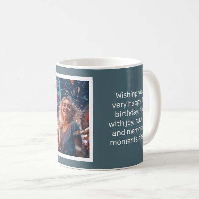 Muted Elegance Slate Blue Happy Birthday Card Mug (Front Right)