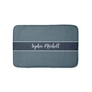Muted Elegance - Slate Blue Name Bath Mat