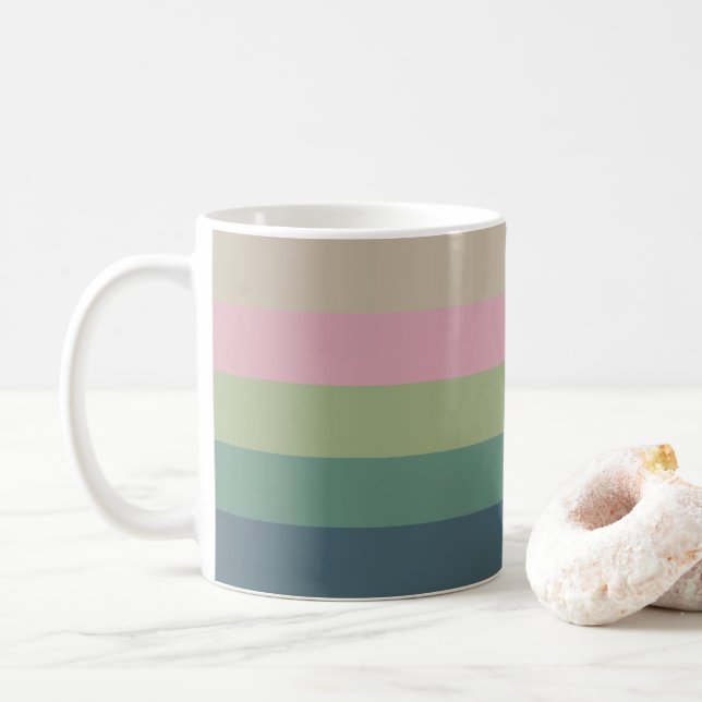 Muted Elegance - Stylish Striped  Coffee Mug (With Donut)