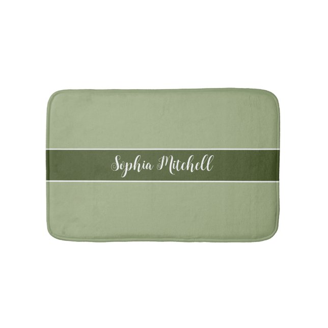 Muted Elegance - Tranquil Sage Name Bath Mat (Front)