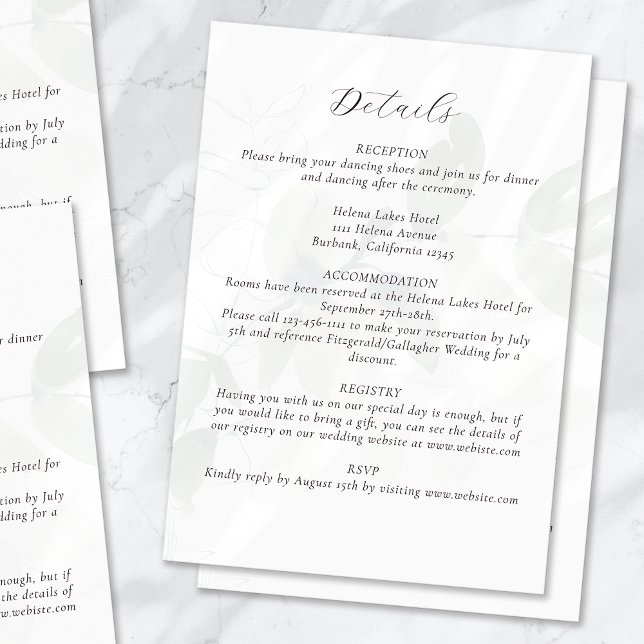 Muted Eucalyptus Wedding Details Enclosure Card (Creator Uploaded)