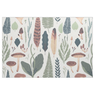 Muted fall colours woodland foliage pattern fabric
