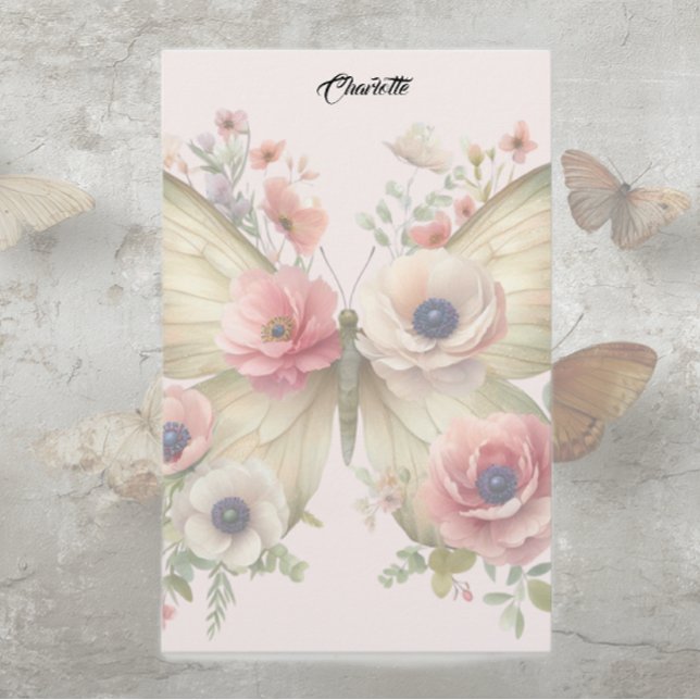 Muted Floral Butterfly Stationery (Creator Uploaded)