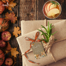 Muted Floral Caramel Beige Thanksgiving Gift Tag