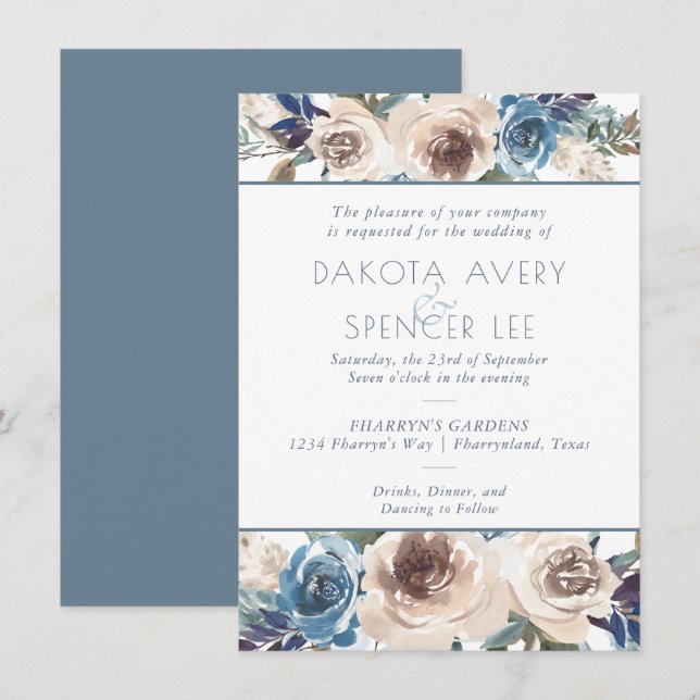 Muted Floral Garland | Pastel Pattern Wedding Invitation (Front/Back)